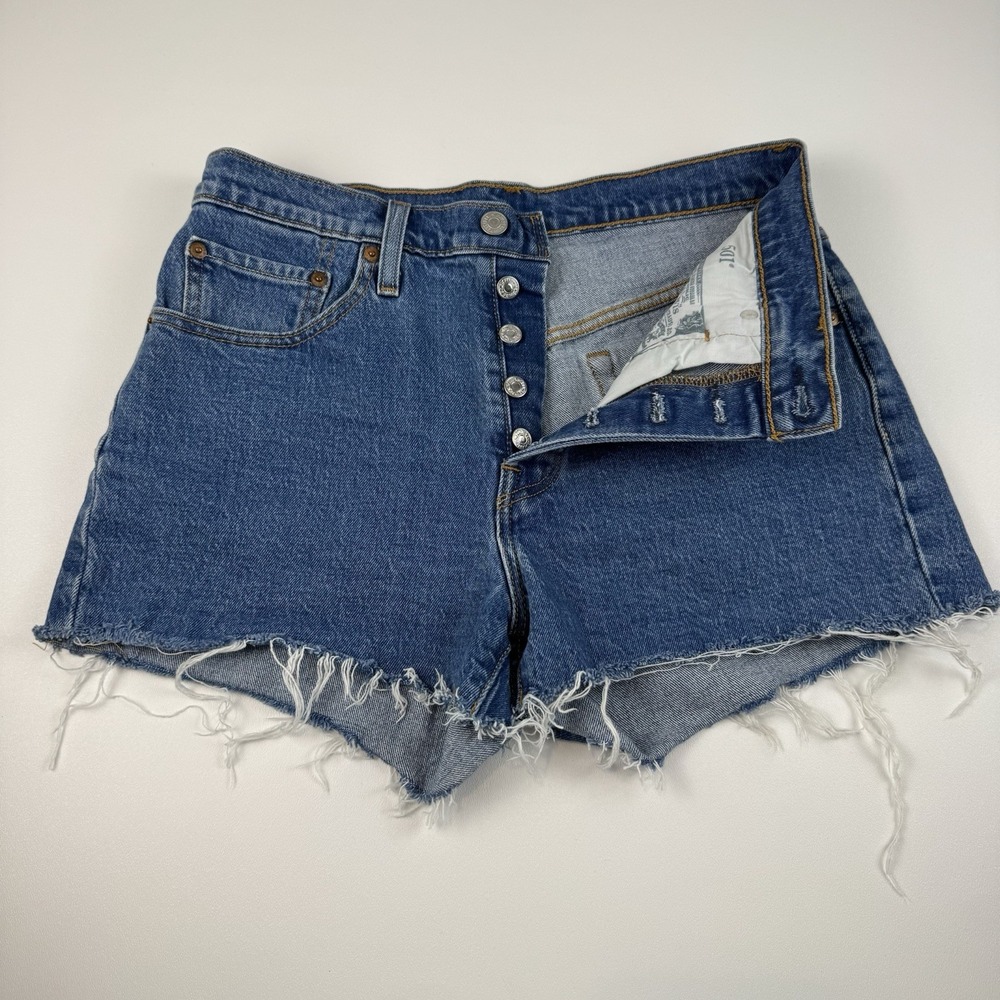 Levis 501 Original High Rise Cut‎ Off Denim Shorts Blue W27 56327-0055